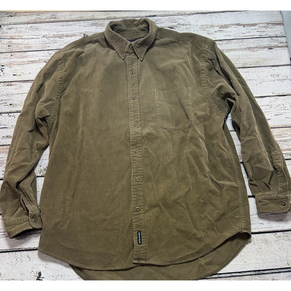 Abercrombie & Fitch Men's Vintage Brown Corduroy Button-Up Pocket Shirt Large